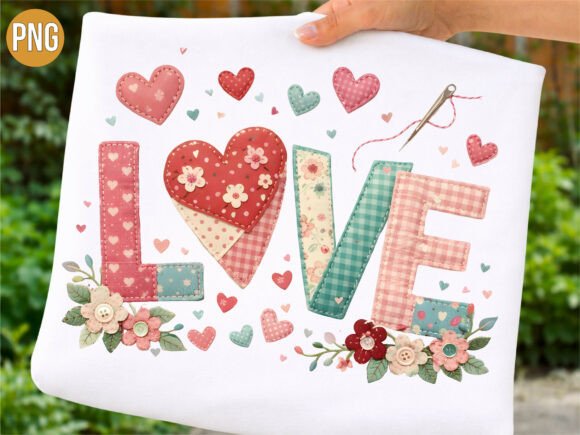 Download Love Heart Patchwork Valentine PNG SHIRT - Patchwork valentine Collection