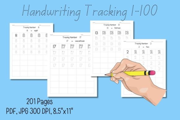 Download Handwriting Tracking Number 1-100 - Handwriting Collection