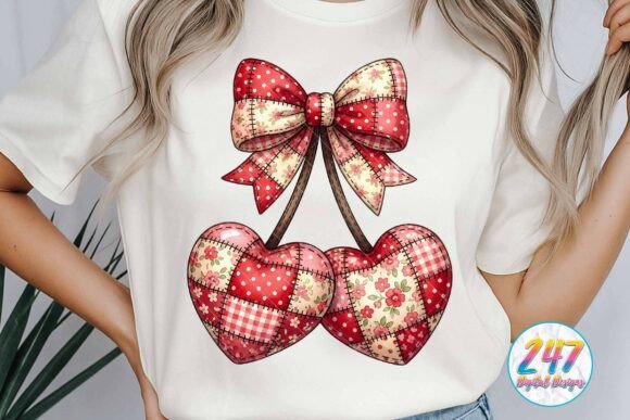 Download Patchwork Valentine Heart Cherries PNG - Patchwork valentine Collection